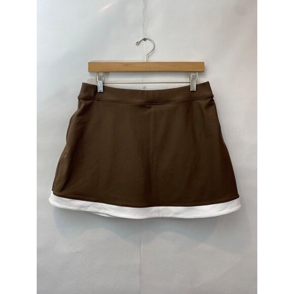 Abercrombie & Fitch YPB sculptLUX High Rise Lined Skirt Brown White Size Large - Picture 2 of 5